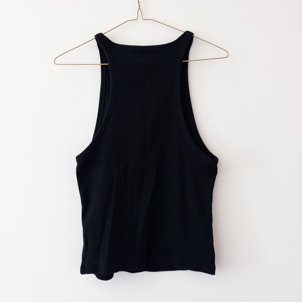Good American Micro Rib Crewneck Tank in Black, Size XL - Picture 6 of 9